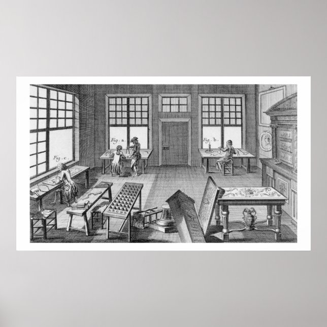 Póster Un taller de muebles dentro de la capa, del 'Encyo (Frente)