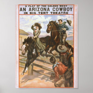 Póster Un teatro retro del vaquero de Arizona