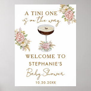 Póster Un Tini Uno Dusty Pink Espresso Martini Baby Showe