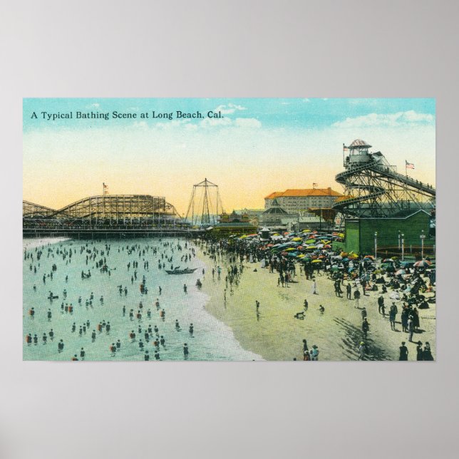 Póster Un típico lugar de baño en la playa (Frente)