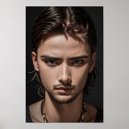 Póster Un tipo asiático guapo y serio.