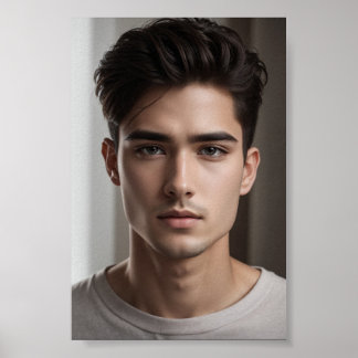 Póster Un tipo asiático guapo y serio.