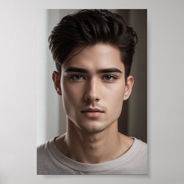 Póster Un tipo asiático guapo y serio. (Frente)