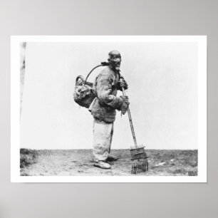 Póster Un trabajador chino diario, c.1870 (foto b/n)