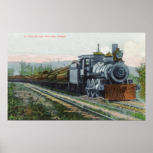 Póster Un tren de la bahía de LogsCoos, O