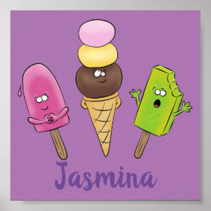 Póster Un trío de personalizado de helados de helado de s
