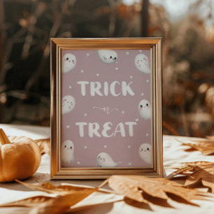 Póster Un Truco O Tratamiento De Halloween Con Satisfacci