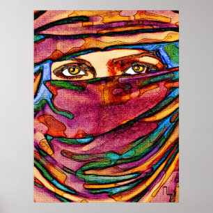 Póster Un velo colorido y ojos inmensos….
