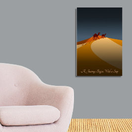 Póster Un Viaje Comienza Con Un Paso, Naranja Y Desierto 