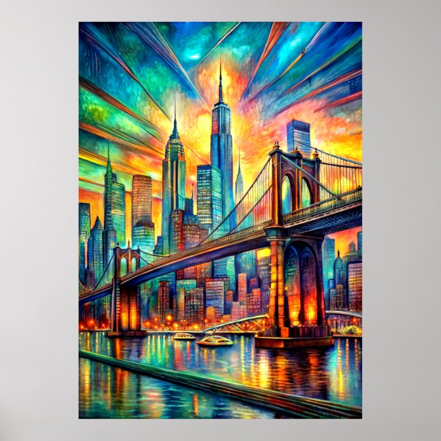 Póster Un Vibrante Artista De Acuarela De Nueva York-Post (Frente)