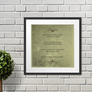 Póster UN VIEJO BODA IRLANDÉS Bendiciendo una Damasco con