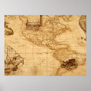 Póster Un viejo mapa de Estados Unidos