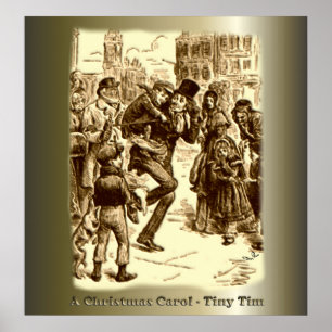 Póster "Un villancico" "Bob Cratchit y Tim minúsculo" "T