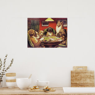 Póster Un Waterloo, Perros jugando al póquer,