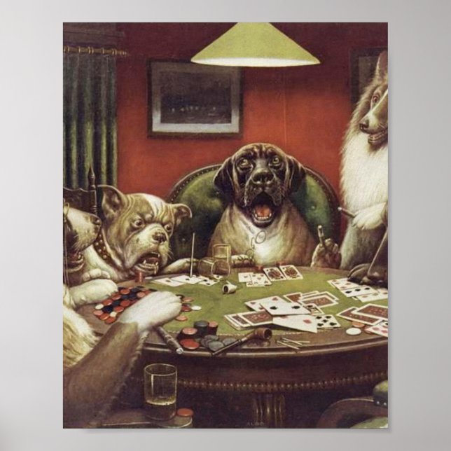 Póster Un Waterloo - Perros Jugando Poker - Cassius Cooli (Frente)
