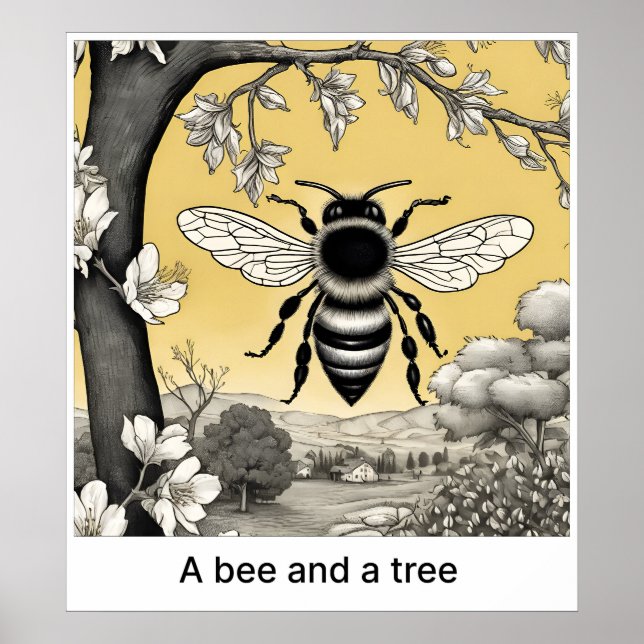Póster Una Abeja Y Un Árbol - Imprimir (Frente)