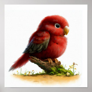 Póster Una acuarela 3D imagen de un joven crimson Rosella