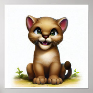 Póster Una acuarela 3D imagen de un joven cugar