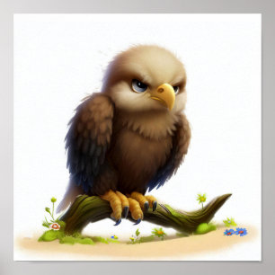 Póster Una acuarela 3D representada imagen de un águila c