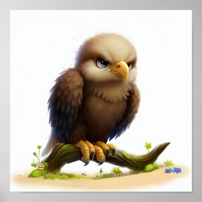 Póster Una acuarela 3D representada imagen de un águila c (Frente)