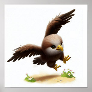 Póster Una acuarela 3D representada imagen de un águila c