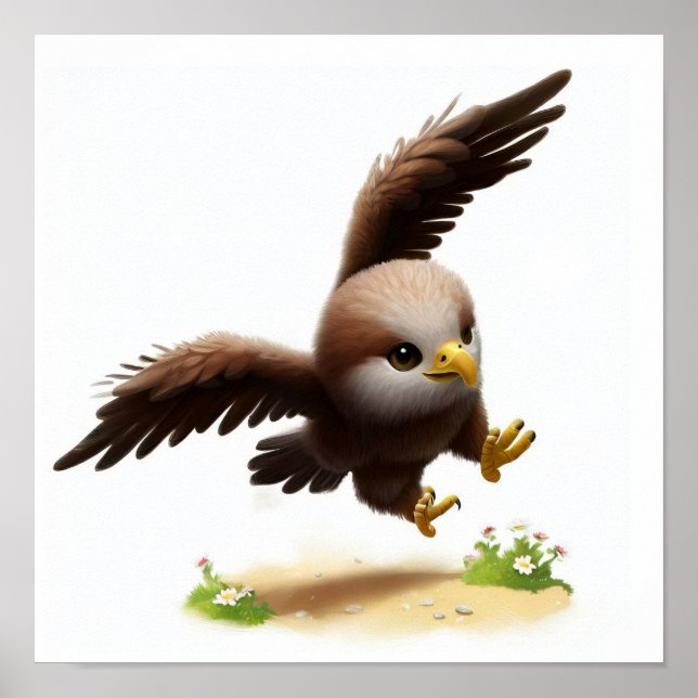 Póster Una acuarela 3D representada imagen de un águila c (Frente)