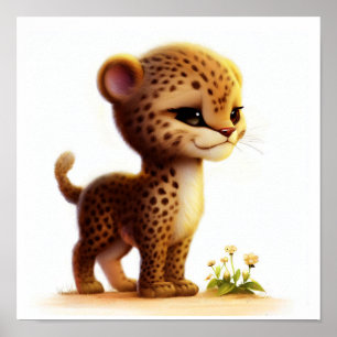 Póster Una acuarela 3D representada imagen de un chita