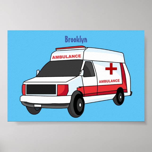 Póster Una ambulancia roja curada van personalizado (Frente)