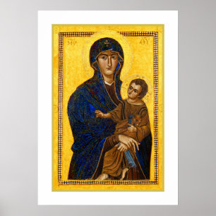 Póster Una antigua Madonna y Niño Fiesta Navideña