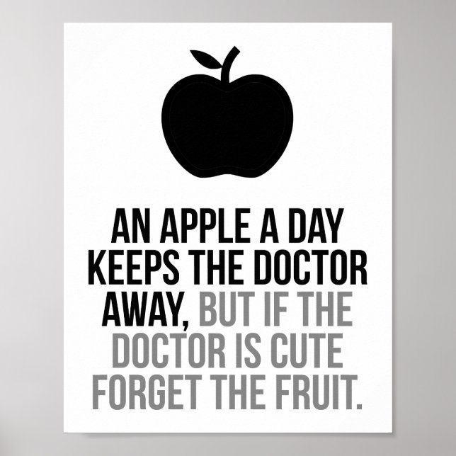 Póster Una Apple Al Día Mantiene Al Médica Alejado (Frente)