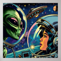 Una astronauta se encuentra con un extranjero extr