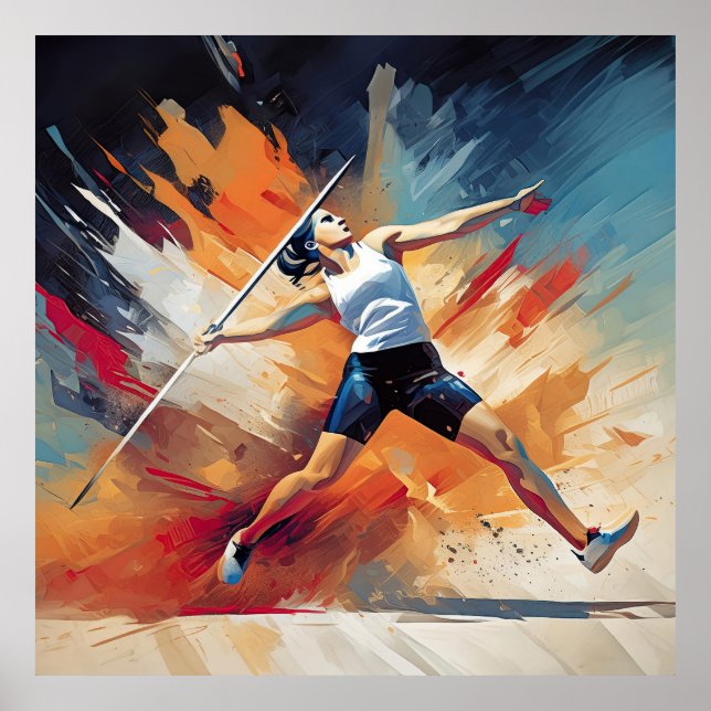 Póster Una atleta javelin. (Frente)