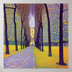 Póster Una avenida en el Poster del parque otoñal