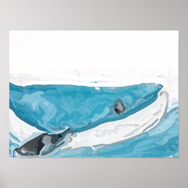 Póster Una ballena azul en movimiento (Frente)
