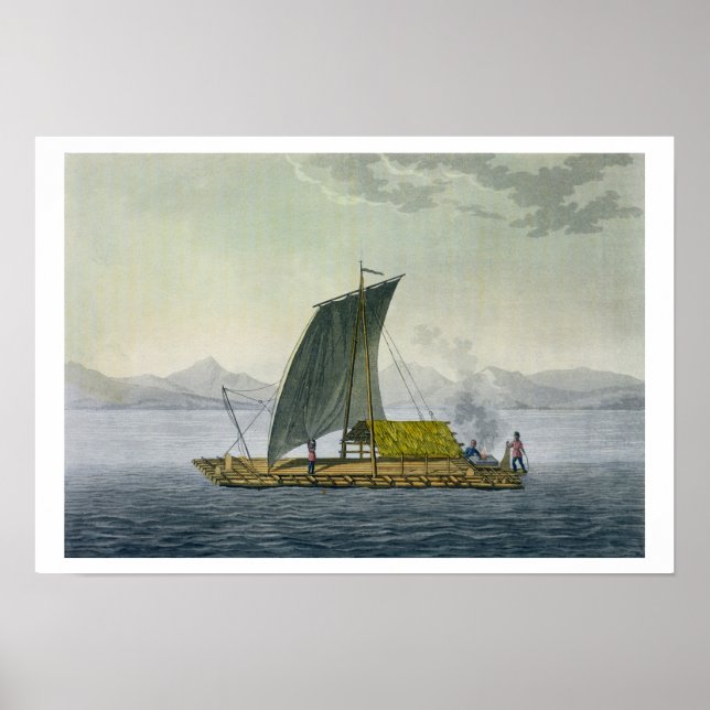 Póster Una balsa que sale del puerto de Guayaquil, Ecuado (Frente)