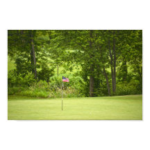 Una bandera americana en un green de golf