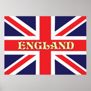 Póster Una bandera de Union Jack con Inglaterra cruzando 