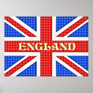 Póster Una bandera de Union Jack texturizada con un ac es