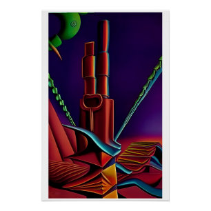 Póster Una base de tuberías en las nuevas tierras altas