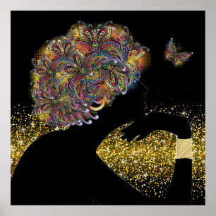 Póster Una bella dama de mariposa del alma