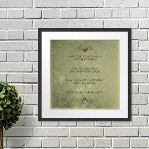 Póster UNA BENDICIÓN DE BODAS IRLANDESA ANTIGUA Damask Di
