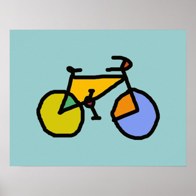 Póster una bicicleta de colores (Frente)