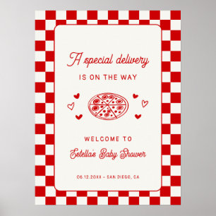 Póster Una Bienvenida a la Fiesta de Bebé de Pizza de Ent