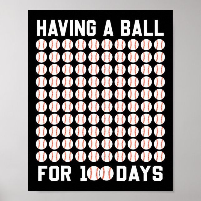 Póster Una Bola Durante 100 Días De Béisbol 100 Días De E (Frente)
