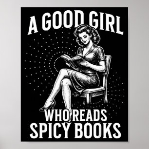 Póster Una buena chica que lee libros picantes de basura