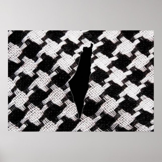 Póster Una bufanda palestina con un Poster de mapas (Frente)