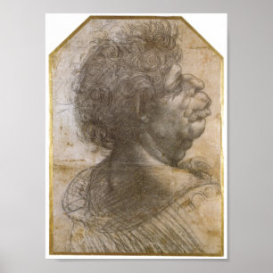 Póster Una cabeza grotesca, Leonardo da Vinci