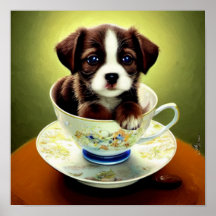 Una cachorra pequeña en un Poster de enseñanza sup