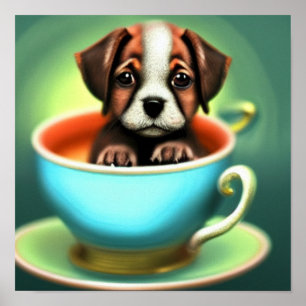 Póster Una cachorra pequeña en un Poster de enseñanza sup