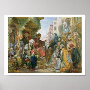 Póster Una calle en El Cairo (w/c en el papel)